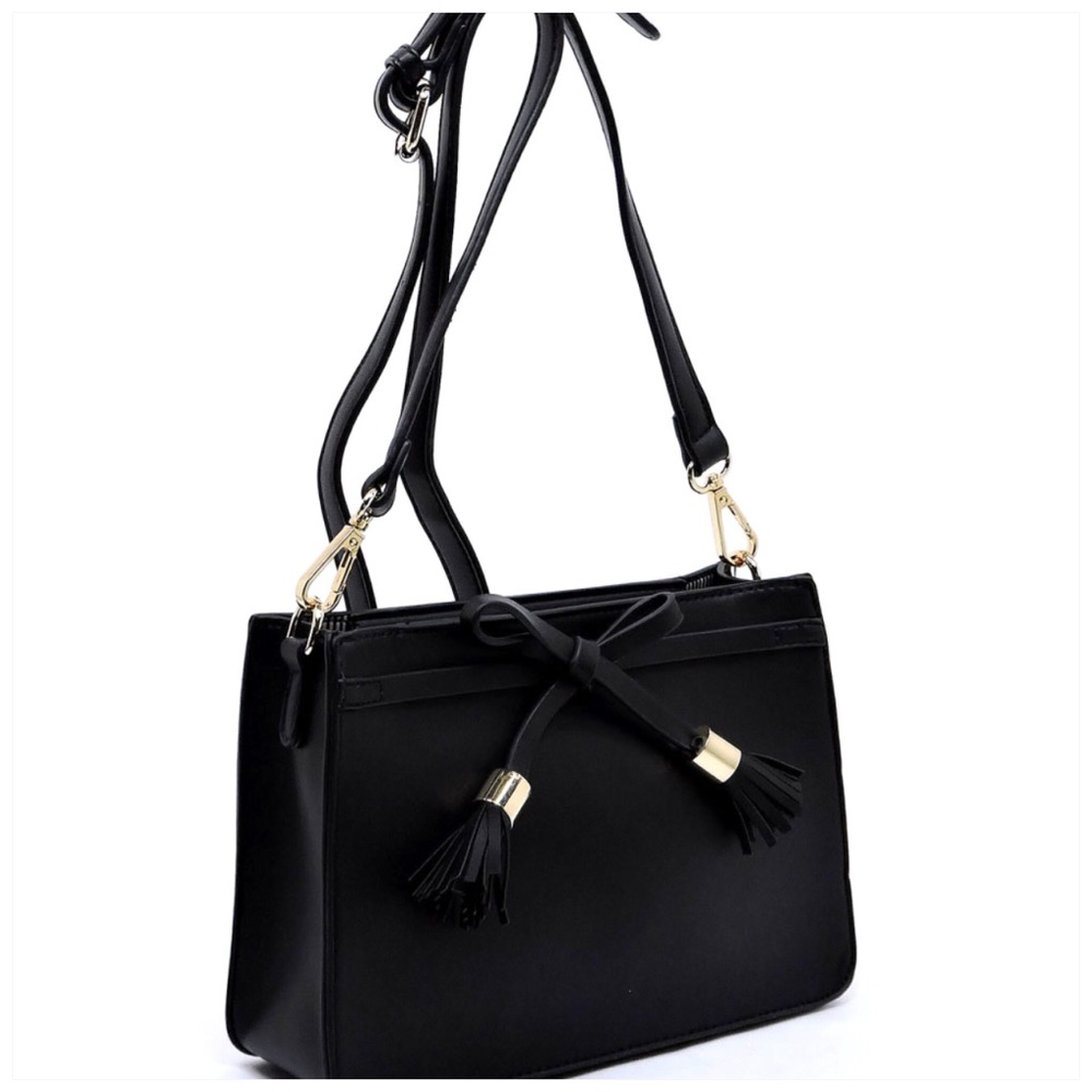 Bow Tassel Satchel Set Black - Picture 4 of 7